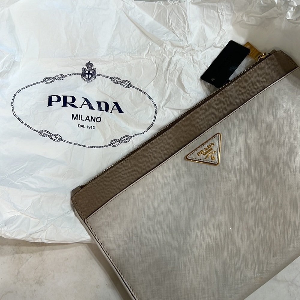 Prada Clutch cream and taupe
